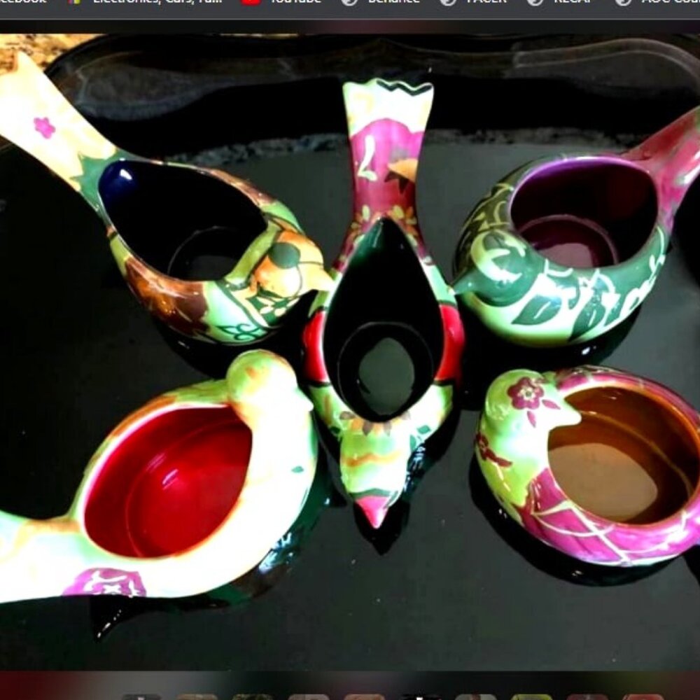 NWT TRACY PORTER Set of 10 Rare Hand Painted "Corvina" Boho Bird Condiment Cups